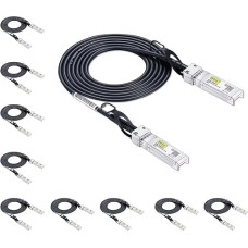 10Gtek SFP+ DAC Twinax Cable 3 m (9.8 ft), 10G SFP+ to SFP+ Direct Attach Copper Passive Cable for Cisco, Ubiquiti UniFi, TP-Link, Netgear, D-Link, Zyxel, Mikrotik and More Pack of 10