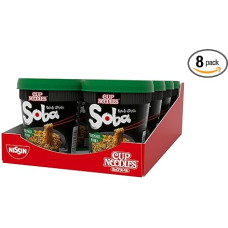 Nissin Cup Noodles Soba Cup - Teriyaki, Pack of 8, Japanese Style Instant Noodles with Teriyaki Sauce and Vegetables, Quick Prepared in Cup, Asian Food (8 x 90 g)