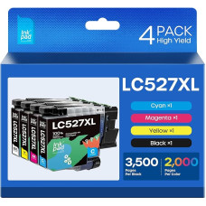 iNKPAD LC527XL spausdintuvo kasetės suderinamos su Brother LC527 LC527VAL LC527XL kasetėmis, skirtomis Brother MFC-J4550DW MFC-J4350DW (4 vnt.)