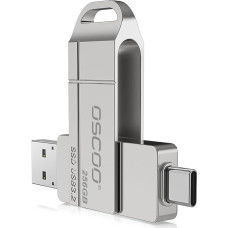 256GB USB SSD Flash Drive Up to 550MB/s USB 3.2 Gen1 High-Speed Thumb Drive Dual USB-C & USB-A Ports Compatible with USB-C Smartphones, Android, PC, Laptop–Portable Photo & Video Backup Stick