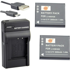 DSTE Li-90B Li-Ion akumuliatorius (2 Stück) ir USB jungtis Olympus Tough TG-1 TG-2 TG-3 SH-1 SH-50 SH-60 SP-100 XZ-2 iHS