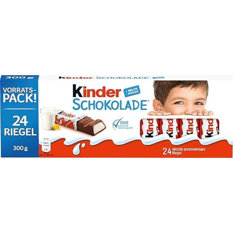 Vaikiškas šokoladas - Įdarytas pieninio šokolado batonėlis - 1 pakuotė 24 atskirų batonėlių (24 x 12,5 g)