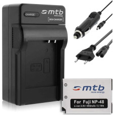 Pakaitinis akumuliatorius ir įkroviklis (maitinimo, automobilinis), suderinamas su Fuji NP-48, skirtas Fuji Fujifilm XQ1, XQ2