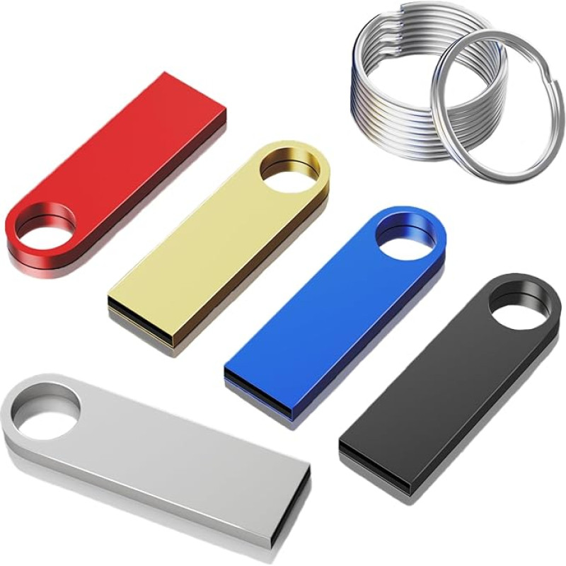 Metalinė 2 GB USB atmintinė, 5 vnt., ABLAZE Mini atmintinė, atspari vandeniui, 2 GB USB atmintinė, įvairiaspalvė, 5 vnt., skirta nešiojamajam kompiuteriui, kompiuteriui, televizoriui, automobiliui