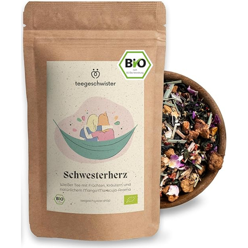 teegeschwister Sister Heart Ekologiška baltoji arbata su vaisiais ir žolelėmis Dovana seseriai 70 g