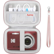 Dėklas, suderinamas su Kodak PIXPRO FZ55 / FZ53 / FZ45 / FZ43 16MP skaitmeniniu fotoaparatu, Vlogging fotoaparato laikiklio krepšys su tinklelio kišene USB kabeliui, akumuliatoriui, SD kortelei, rožinis auksas