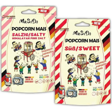 MSD MaSiDo 1 x sweet and 1 x salty (Himalaya salt) premium popcorn corn from Germany, butterfly corn storage pack, without genetic engineering, vegan, gluten-free, lactose-free (1 x 0.5 kg salty and 1