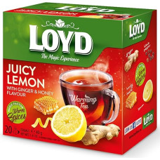 LOYD - Šildanti arbata imbieras, citrina, medus - 20 piramidinių maišelių - žiemos arbata rooibos su citrinų žievelėmis, citrinžolėmis ir imbiero šakniastiebiais - saldžiarūgštė, šildo šaltomis žiemos dienomis - 40g