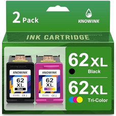 KNOWINK 62 XL kasetės suderinamos su HP 62 spausdintuvo kasetėmis, skirtos HP Envy 5640 5540 7640 HP OfficeJet 200 5740 5745 8040 (2 pakuotės)