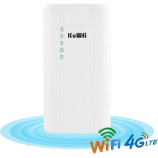 KuWFi 4G SIM maršrutizatorius, KuWFi 300 Mbps 4G LTE CPE maršrutizatorius su POE adapteriu Lauko LTE maršrutizatorius CAT4 su SIM kortelės lizdu Vandeniui atsparus WiFi maršrutizatorius, skirtas IP kamerai/išoriniam WiFi padengimui