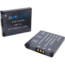 2 x Dot.Foto NB-11L, NB-11LH Premium 3,7 V / 680 mAh baterija, skirta Canon PowerShot A2300 A2400 A2500 A2600 A3400 A3500 is A4000 is A4050 SX430 is SX420 SX41 00 SX40 0 SX432 IXUS 285