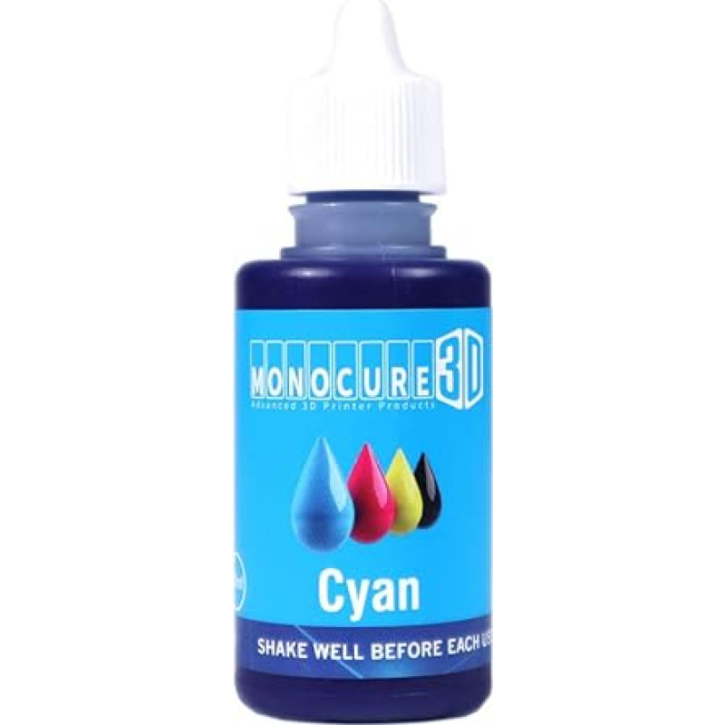 3DP-3775CY CMYK pigmentiniai dažai DLP/SLA 3D spausdintuvams, žydra spalva, 30 ml