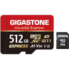 【Für Switch 2 entwickelt】GIGASTONE microSDXC Express 512GB, SD 7.1, iki 880/650 MB/s, A1 V30 U3, kompatibel mit Switch 2 & Kamera, mit SD-Adapter.
