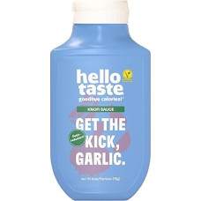 hellotaste Knofi padažas 300 ml - sumažintas kalorijų kiekis, be pridėtinio cukraus ir pilnas skonis | Patiekalams, kepimui ant grotelių ir dar daugiau | Veganiškas, be aspartamo, be glitimo, be sojos | 1 x 300 ml