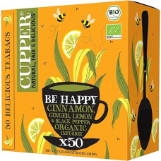 Cupper Be Happy Organic Tea Storage Pack, Spice Tea, 50 Unbleached Tea Bags, Big Pack, Perfect for the Office, Fair Trade, Plastic-Free Tea Bags
