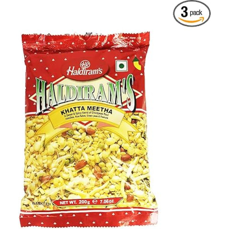 Haldiram's 3 x Khatta Meetha 200 g Party Mix