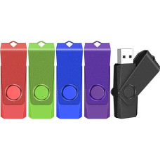 TEWENE USB 2.0 atmintinės 32 GB muzikos ir vaizdo įrašų aplankas su kabeliu ir lipduku, skirtas kompiuteriui, automobiliui, televizoriui (mišrios spalvos: raudona, žalia, mėlyna, violetinė ir juoda)