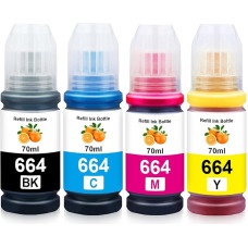 T664 Ink Orange Scented Compatible with 664 T6641 T6642 T6643 T6644 Printer Ink for EPN Printer ET 2600 ET 2650 ET 2550 ET 4500 ET 3600 ET 2500 ET 4550 ET 1400 00 ET 16 500 l355 (4 pack)