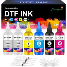 DTF Ink Premium suderinamas su DTF rašalu, DTF plėvelės perkėlimo rašalu, skirtu Epson ET-8550, ET-8500, ET-2850, XP-15000, XP600, DX7, DX5, R2400, R1390, L1800, 1400, I3200 (2 x baltas/1 x juodas/1 x mėlynas) 1x MagentA