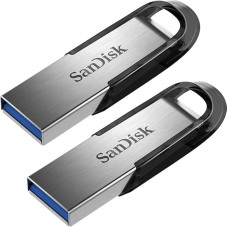 SanDisk Ultra Flair USB 3.0 Flash Drive 64GB (Rugged and Elegant Metal Housing, Password Protection, 150MB/s Read) Black (Pack of 2)