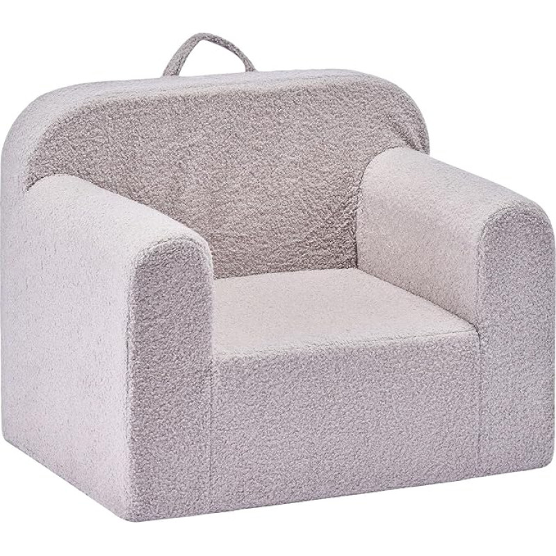 VEVOR Vaikiška sofa iš putplasčio su porankiais ir rankena, skalbiama mini sofa, pagaminta iš 28D kempinės ir pliušinės pliušinės vaikiškos skaitymo kušetės, skirta žaidimų kambariui, miegamajam, svetainei, pilkai