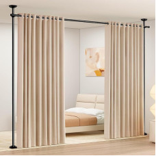 Kambarių pertvara, ekrano rėmo užuolaidų stulpai, laisvai pastatoma kambarių pertvara be užuolaidų, privatumo užsklanda svetainei, miegamajam ar biurui 227-312 cm (H), 71-178 cm (W), juoda