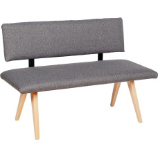 Wooden Bench with Backrest and Padding, 125 x 84 x 51 cm, Dining Room Bench, Solid Wood, Corner Bench, Real Wood for Kitchen, Office, Waiting Room and Reception, Easy Assembly (Grey)