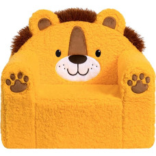 BEJOY vaikiška sofa itin minkštas minkštasuolis iš putų vaikams, vienvietė šerpinė skaitymo sofa berniukams ir mergaitėms, geltonas liūtas