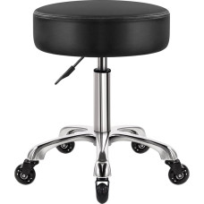 Sunkiasvoris ritininis taburetė su ratukais Hidraulinis pasukamas reguliuojamas ritininis taburetė Ergonomiškas storas odinis taburetė kėdė virtuvės piešimo laboratorijos biuro salonas Pranešimo taburetė - juoda