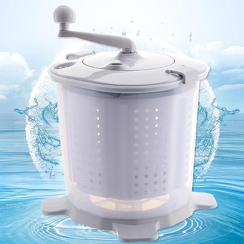 Tragbarer Handkurbelwäscher und Trockner, 2-in-1, kompaktes Design mit abnehmbarem Griff, für Camping, Reisen, kleine Räume