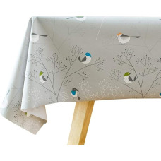 Wipe Clean Tablecloth Waterproof Plastic PVC Wipe Clean Rectangular Tablecloth Kitchen Picnic Outdoor Indoor (137x200cm, Birds)