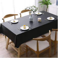 Newthinking PVC staltiesė Nuvalykite švarią vandeniui atsparią stalo apsaugą Kvadratinė nuvalykite švarią staltiesę virtuvės piknikui lauke viduje juoda 137 x 137 cm