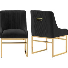 2 virtuvės valgomojo kėdės, modernios aksomo minkštos valgomojo kėdės su aukso spalvos metalinio rėmo kojomis, tiuftuotos akcento kėdės, skirtos priimamajam, svetainei, kabinetui (juodos spalvos)