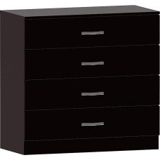 Vida Designs Chest of Drawers, Black, 4 Drawers with Metal Handles and Rails, Unique Drawer Support Against Bending, Bedroom Furniture Riano 72 x 75 x 36 cm