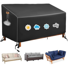 Sodo suoliuko dangtis, stiprus, plyšimui atsparus 600D Oksfordo audinio apsauginis dangtis sodo sofai 200 x 96 x 89 cm, 3 sėdimų vietų, atsparus vandeniui, juodas