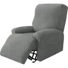 Relaxing Chair Covers, Jacquard Armchair Cover, 4-Piece Set, Elastic Cover for TV Chair, Lounger Chair, Elastic Armchair Cover for Stretch Cover for Relaxing Chair (Dark Grey)