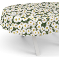 ANRO Aliejinė staltiesė Vaškinė staltiesė Plaunama sodo staltiesė Apvali ovali Kvadratinė ovali 180 x 140 cm Nupjautas kraštas Ramunėlės