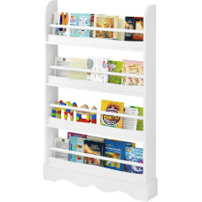 Lestarain Children's Bookcase with 4 Levels, Storage Shelf for Books, Shelf for Children's Room, Nursery with Tilt Protection, Made of MDF Wood, 80 x 12 x 118 cm, White