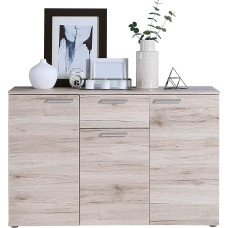 FORTE Pablo komoda su 3 durelėmis ir 1 stalčiumi, medžio kompozitas, smėlio ąžuolas, 41,5 x 8,5 x 120 cm