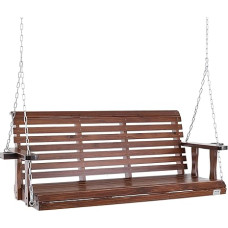 VEVOR Cedar Wood Hollywood Swing 1702 x 710 x 600 mm, kiemo ir sodo sūpynės, padidinta apytiksliai 400 kg apkrova, tvirtas supamasis suolas su kabančiomis grandinėmis, skirtas naudoti lauke, rudos spalvos