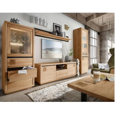 Svetainės komplektas 5 dalių Highboard Vitrina Lowboard Kavos staliukas Sieninė lentyna Šiuolaikinis ąžuolo masyvas