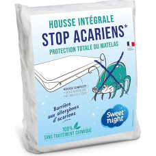 SWEET NIGHT - užvalkalas visam čiužiniui 90 x 190 cm | Apsauga nuo vabzdžių ir erkių | Visiška čiužinio apsauga | Užtrauktukas | Be cheminio apdorojimo | Gylis iki 25 cm