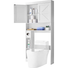 VEVOR Toilet Cabinet Bathroom Cabinet with Double Door & Adjustable Shelf, Space-Saving 3-Tier Bathroom Cabinet Over the Toilet with Open Shelf, 1713 x 815 x 195 mm Storage Cabinet, White