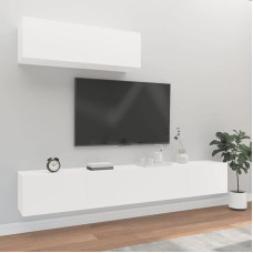 TV baldų komplektas 3 dalių balta daugiasluoksnė medinė TV spintelė Maža TV spintelė Pramoninis kavos staliukas TV stovas gyvenamajam kambariui