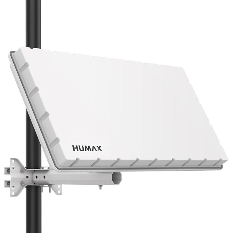 HUMAX Flat H39D SAT Flat Satellite Dish for 1 Subscriber, with Single LNB - SAT Antenna Flat with Bracket for Wall or Pole, Comparable to 60 cm SAT Bowl, White
