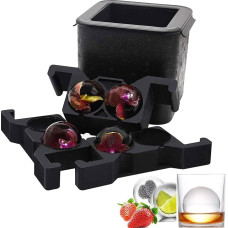 Crystal Clear Ice Ball Machine, Jumbo Ice Balls, Spherical Whisky Tray Moulding Machine for Ice Balls, Bubble-Free with a Capacity of 2.36 Inch Balls for Cocktails and Drinks at Home (4BALL)