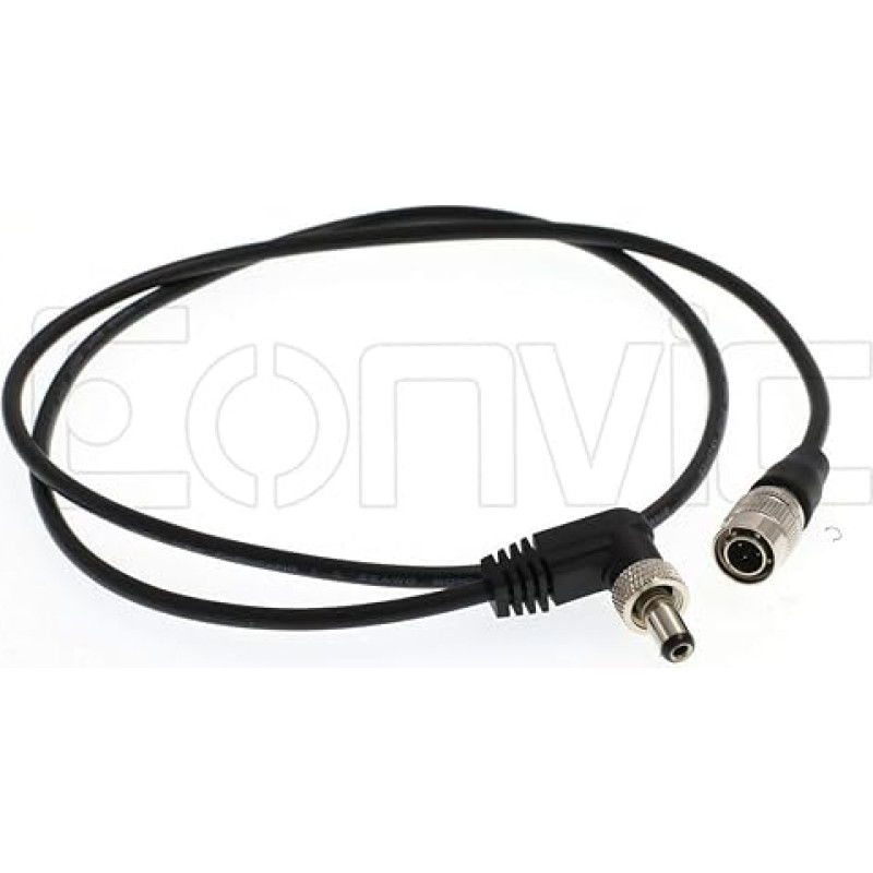 Eonvic Hirose 4 Pin Connector for Sony F5 F55 Camera to Latch 2.1mm DC Right Angle Output Power Cable for Lectrosonics SR Receiver Video Equipment PIX-E5 E5H E7 Monitor