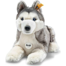 Steiff Bernie Husky Cuddly Toy, Cute Stuffed Toy with Plastic Eyes, Children, Boys & Girls, Plush Toy, 33 cm, White, 067891