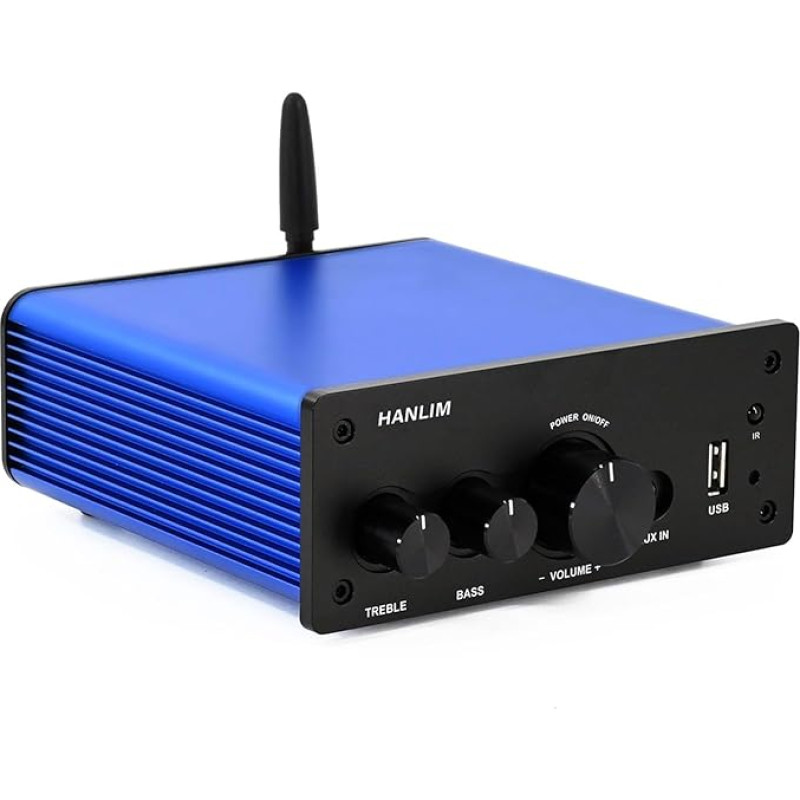 200W HiFi Amplifier Bluetooth/Optical Input/Coaxial Input/USB/AUX Input, Treble/Bass Control, AUX Output, Amplifier for Speakers, HiFi Audio, Remote Control Included