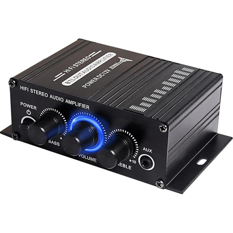 12 V HiFi Stereo Audio Amplifier for Car 2 Channel HiFi Bass Audio Subwoofer Amplifier for Cars CD DVD MP3 Player Speaker